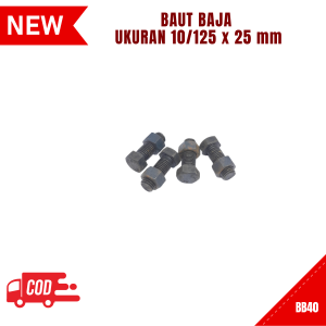 Produk Baut Baja Ukuran 10 x 25 mm Hitam Bahan Besi Mur Baja Universal 1 pcs Drat Halus Universal