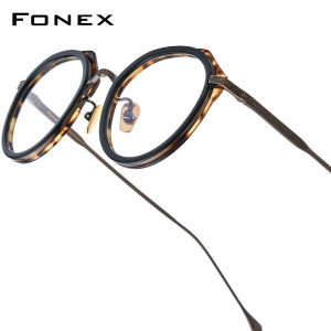 FONEX Acetate Titanium Glasses Frame Men Brand Design Retro Vintage Polygon Eyeglasses Women Japanese High-Quality Ultralight Custom Optical Eyewear LO04