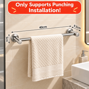Rtong Bathroom Towel Rack Stainless Steel Towel Rack Bathroom Double Heavy Duty 40/50/60cm Punch Wall