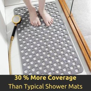 Bathroom Safety Pvc Shower Mat Non Slip with Suction Cups and Drain Holes Machine Washable