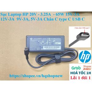 ️ Sạc Laptop HP 20V - 3.25A  - 65W 15V-3A  12V-3A  9V-3A 5V-3A Chân C type C USB C