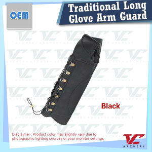 V Club Archery Traditional Long Glove Arm Guard - PU Leather - Left Hand Protection For R/H Archer