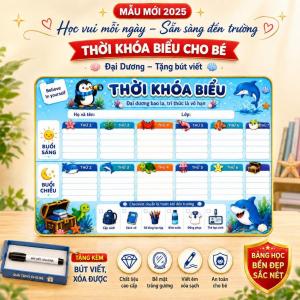 Bảng Thời Khóa Biểu Tráng Gương 20x30cm Khung Bo Viền Vàng Cao Cấp