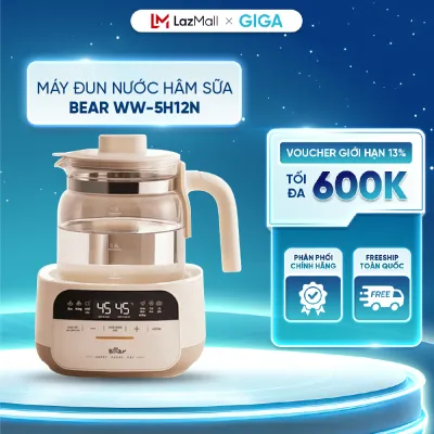 Máy đun nước hâm sữa Bear WW-5H12N - Dung tích 1.3L - 8 chế độ thông minh - Màn hình cảm ứng tiếng Việt