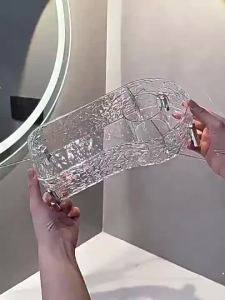 Penyimpanan Kosmetik Produk Perawatan Kulit Lipstik Kuas Rias Akrilik Pola Gelombang Air Kemewahan Ringan Rak Penyimpanan Kapasitas Besar