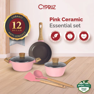 PASTI ORI - PANCI SEAT COOKWARE CYPRUZ Essential set PI 0924 - Pink Ceramic Series 5 Pcs