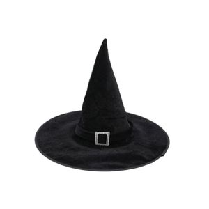 RUEBLOOMF Velvet Halloween Witch Wizard Hat Gilding Bending Angle Halloween Hat Casual Style Satin Ribbon Devil Cap Kids
