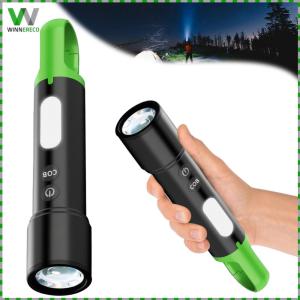 Mini Flashlight High Brightness Torch USB Rechargeable Strong Light Flashlight Zoomable Portable LED COB Flashlight 4+4 Modes for Outdoor Emergency