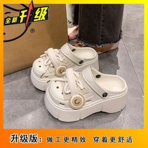 [Free Shipping] Beach-Style Half-Toe Sandals New Spring Collection Casual And Versatile Thick-Soled Height-Increasing And Featuring A Perforated Design For Women