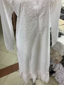 Gamis Haji/Umrah Wanita Gamis Putih Katun Paris Elegant