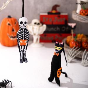 ✨[nappa] Halloween treo Mặt dây chuyền bí ngô đen mèo ma sọ kinh dị Búp bê trang trí ngoài trời Nhà Bên trang trí Halloween