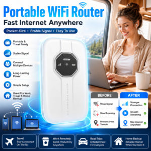 Portable Wifi Pocket Wifi Unlimited Data 4G LTE Mobile Hotspot Travel Wifi Device High Speed Internet Hotspot Router No Sim Required Plug And Play Home Office Outdoor
