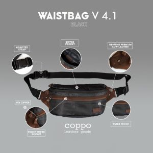 Coppo Tas Selempang Waterproof Waistbag Bahan Codura Bimo Kombinasi Kulit Sapi Tipe V41