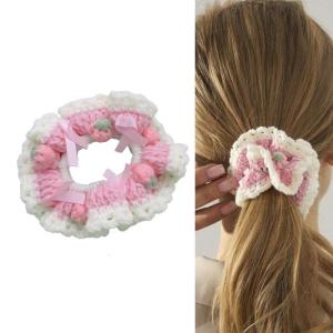 Fashionable Crochet Ponytail Holder Soft Yarn Hair Scrunchie Hair Accessory for Comfortable and Stable Everyday Wear