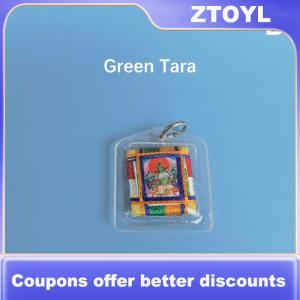 【ZTOYL】 Tibetan Tangka Green Tara Buddhism Keychains Small Pendants Pocket Fengshui Key Chain Decoration