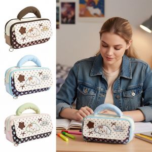 CHUN053634 Large Capacity Pencil Case Korean Style Embroidery Handheld Design Storage Bag Portable 5 Layer Structure Stationery Pouch For Students