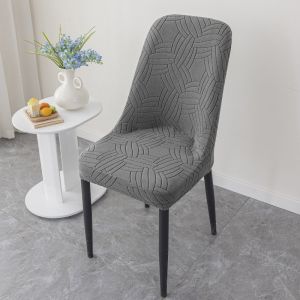 MLADEN Elastic Arc Jacquard Dining Chair Cover Velvet Slip Resistant Dustproof Seat Protector