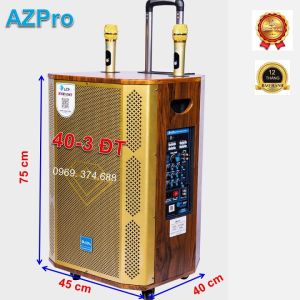 Loa kéo di động Bluetooth chính hãng AZPROAZ-2506-A Bass 40 thùng gỗ cao cấploa 3 đường tiếngmạch Reverb 10 núm chỉnhtặng 2 mic không dây UHF