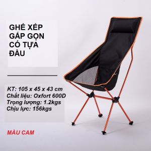 Ghế nhôm siêu nhẹ có gối tựa đầu gấp gọn dùng cho cắm trại câu cá (có 5 màu)