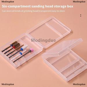 [COD] Modingdue กล่องเก็บดอกสว่านทรงสี่เหลี่ยมสำหรับตกแต่งเล็บหัวเจียรแบบใส6รูตัวยึดจอแสดงผลดอกสว่านสำหรับแต่งเล็บกล่องกันฝุ่น