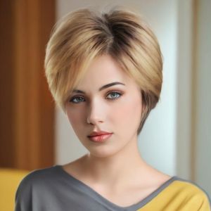 Wig female slanted bangs short curly hair European and American fashion highlights short hair headgear