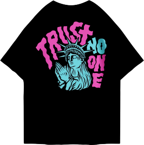 Kaos Oversized Tshirt Trust No One Gambar Depan Belakang Kaos Oversize Wanita/Pria