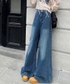 Womens long and wide tube jeans, high back KABICO womens jeans Ulzzang_K61. 