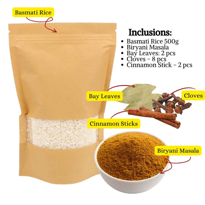 Basmati Rice Biryani Pack 500g – Complete Set with Spices (Good for 4–6 ...