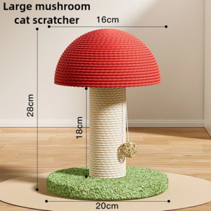 Red Mushroom Cat Climbing Frame Sisals Kitten Scratch Pole/scratcher