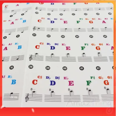 Amazthing 37/49/61/76/88 Keys Piano/Keyboards Removable Sticker for Beginner 钢琴键盘贴纸