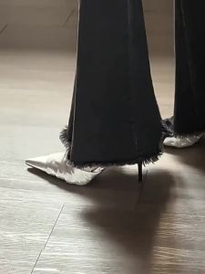 Plus-Size High-Heeled Shoes New Summer Style Elegant Satin Pointed-Toe WomenS Shoes Closed-Toe Backless Sandals