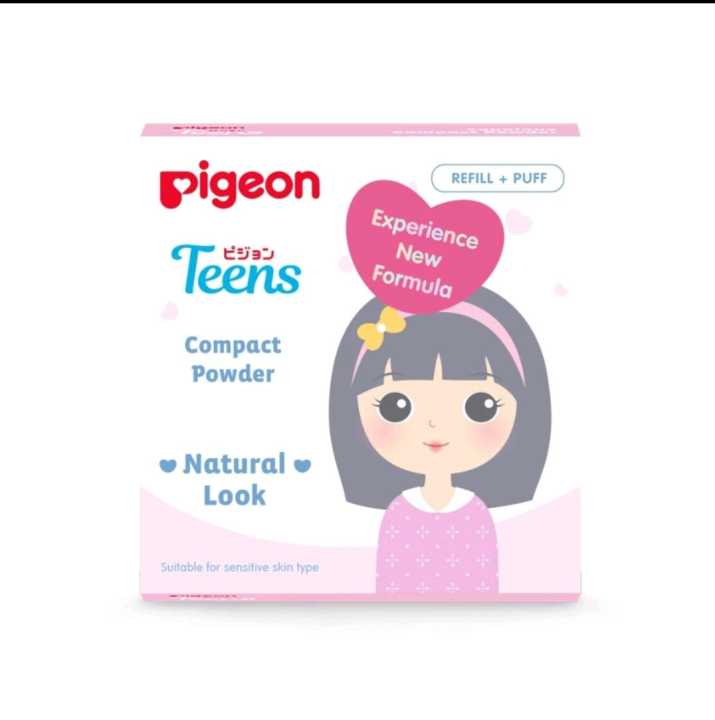 Pigeon Teens Compact Powder - 14gr (Kemasan Pink) - Natural Look - Bedak Padat Remaja