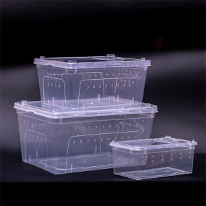 NOBLELYN Transparent Reptile Breeding Box Stackable Ventilated Reptile Terrarium Useful Escape-Proof Turtle Transport Container Crawling Pet