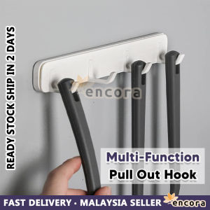 [Expandable] Encora Adhesive Plastic Pull Out Hook Wall Mount Nail Free Kitchen Hanger Rak Gantung Fridge Organizer 免钉挂钩