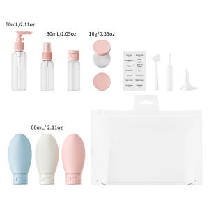Travel Bottles Set for Cosmetics Perfume Squeezable Toiletries Containers for Travel Essentials with Lables