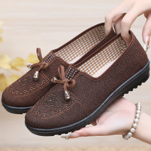 Free Shipping WomenS Spring And Autumn Canvas Shoes Soft-Soled Non-Slip Comfortable And Breathable Slip-On Casual Shoes Easy-To-Wear Flats