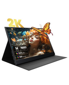 【Local Warehouse】ZSCMALL 14 Inch 2K IPS Portable Monitor,USB-C HDMI Ultra-Slim Gaming Display Built-in Stand Speakers HDR IPSwith Smart Cover for Laptop PC Mac Phone PS4/5 Travel Monitors【Delivered Whinin 72 Hours】
