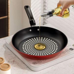 THTZI with Visible Lids Non-Stick Pan Universal Flat Bottom Frying Pan Household Iron Steak Skillet Cooktop