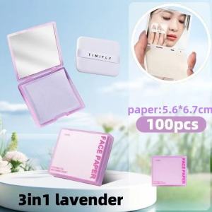 3-in-1 l Oil Control Face Paper with Mirror Case | 100pcs Oil Absorbing Sheets | Portable Blotting Paper for Oily Skin Acne-Prone & Makeup Touch-Up