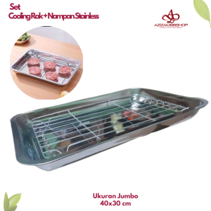 Cooling Rak Dan Wadah Peniris Minyak Makanan Bahan Stainless / Rak Pendingin Kue