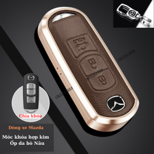 Ốp chìa khoá Mazda Cx5 Cx8 Cx9 Mazda 2 3 6 vỏ chìa khóa Mazda 2 Mazda 3 Mazda 6 Cx5 Cx8 Cx9 chất liệu Hợp Kim Da Bò cao cấp sang trọng