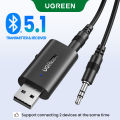 UGREEN Bluetooth 5.1 Transmitter Receiver 2 in 1 Wireless USB Bluetooth Adapter Tích hợp Micrô 3.5mm Âm thanh Bluetooth Dongle Driver Miễn phí cho TV, Âm thanh nổi tại nhà, Âm thanh nổi trên xe hơi, Tai nghe, Loa, PC Model:60300. 