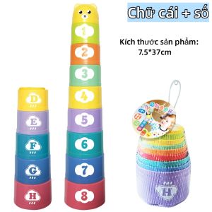 Đồ chơi cốc xếp chồng cho bé cốc cầu vồng đồ chơi giáo dục sớm giúp bé phát triển tư duy dành cho bé 0-3 tuổi