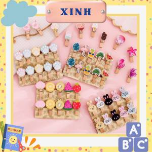 Set 10 kẹp gỗ và dây treo ảnh cute nhiều mẫu
