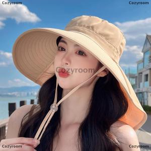 [COD] Cozyroom Summer Women Bucket Hat With Shawl Lightweight Breathable Face Neck Protection Sun Hat Beach Cap Design Travel