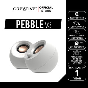 CREATIVE SPEAKER Pebble V3 (White-สีขาว) Bluetooth Speaker ลำโพงสไตล์มินิมอล รองรับ USB-C สีขาว ลำโพงบูลทูธ