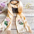 Khăn Lụa Tơ Tằm Thêu Sen Việt Nam SenSilk 200x55cm, Khăn Thêu Thủ Công, Vải Lụa Tơ Tằm, Lụa Tơ Tằm Thêu Tay, Vietnam Silk Embroidery. 