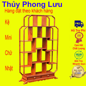 Kệ mini phòng khách bày đồ trang trí chữ nhật gỗ gõ cao 102 Rộng 55cm
