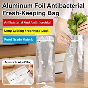 💕Antibacterial and Fresh-Keeping💕Aluminum Foil Antibacterial Sealed Fresh-Keeping Bag Household Refrigerator Food Freezer Storage Bag Zipper Seal Packaging Bag铝箔抗菌密封保鲜袋