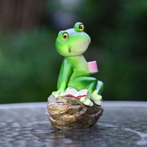 MMLUCK Cute Frog Ornament Resin Cartoon Garden Frog Statue Crafts Waterproof Miniatures Figurine Fish Tank